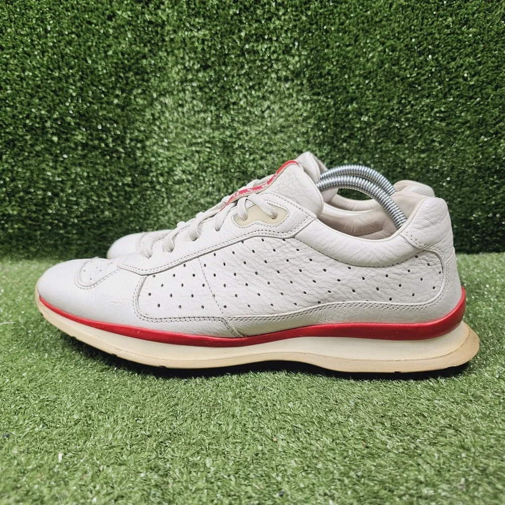 Prada Vintage American Cup Geometric White Leather Sneakers Mens Size 9.5